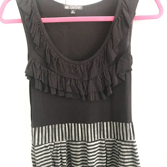 UNAVAILABLE ❌ Gray & Black Ruffle Striped Dress - Picture 3 of 10